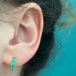 Logan Hollowell • Baby French Pavé Colombian Emerald Hoops